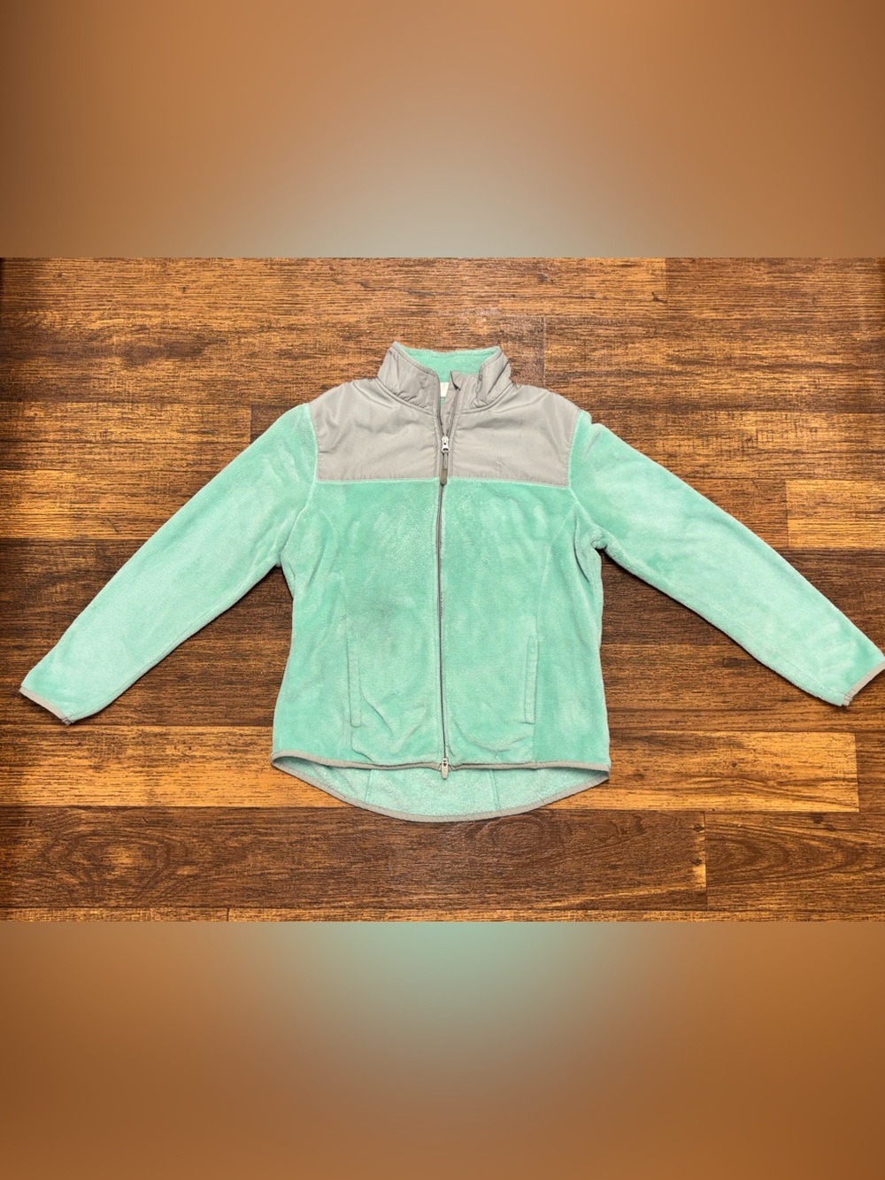 Danskin Now Mint Green Teddy Jacket with Light Gray Yoke